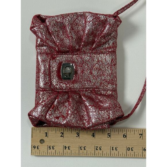 Retro L.A. Express Pink Silver Ruched Crossbody Bag 7x6 Small Purse - Picture 10 of 11